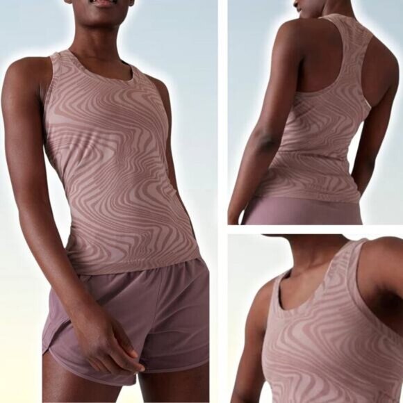 NWT ATHLETA Momentum Sleeveless Tank Sz XXS Marble Mauve Pink - Picture 1 of 6